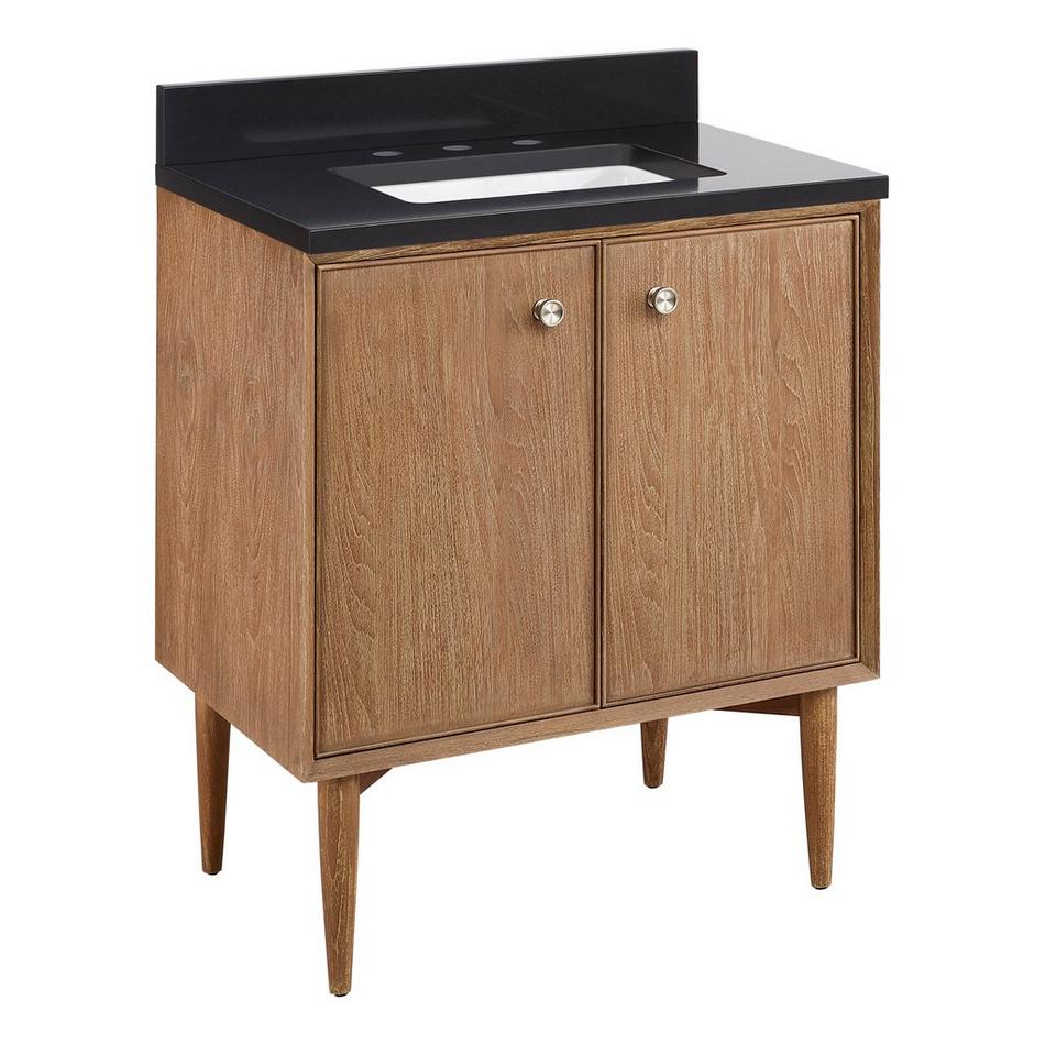 30" Wendolyn Teak Vanity with Rectangular Undermount Sink - Outlet - Washed Teak - CB Quartz - 3H, , large image number 0