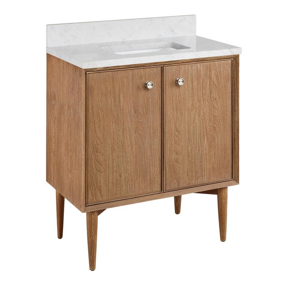 30" Wendolyn Teak Vanity with Rectangular Undermount Sink - Outlet - Washed Teak - Carrara - 0H, , large image number 0