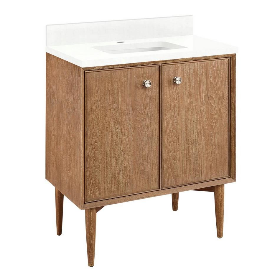 30" Wendolyn Teak Vanity with Rectangular Undermount Sink - Outlet - Washed Teak - FW Quartz - 1H, , large image number 0