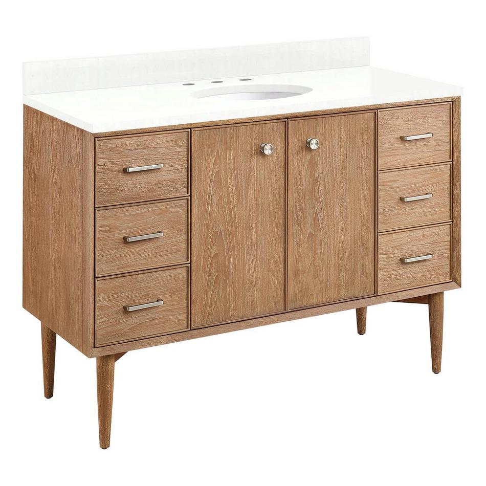 48" Wendolyn Teak Vanity with Undermount Sink - Outlet - Washed Teak - FW Quartz - 3H, , large image number 0