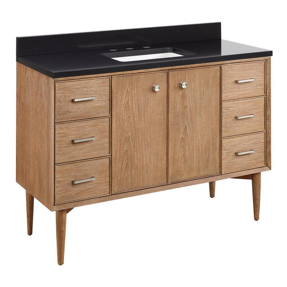 48" Wendolyn Teak Vanity with Rectangular Undermount Sink - Outlet - Washed Teak - CB Quartz - 3H, , large image number 0