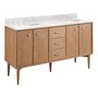 60" Wendolyn Teak Double Vanity with Undermount Sinks - Outlets - Washed Teak - Carrara - 3H, , large image number 0