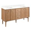 60" Wendolyn Teak Double Vanity with Rect Undermount Sinks - Outlets - Washed Teak - FW Quartz - 1H, , large image number 0