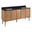 72" Wendolyn Teak Double Vanity with Rect Undermount Sinks - Outlets - Washed Teak - CB Quartz - 3H, , large image number 0