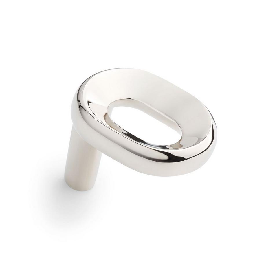 Koy Solid Brass Oval Cabinet Knob- Polished Nickel, , large image number 0