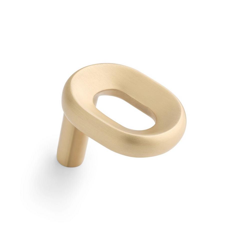 Koy Solid Brass Oval Cabinet Knob- Satin Brass, , large image number 0