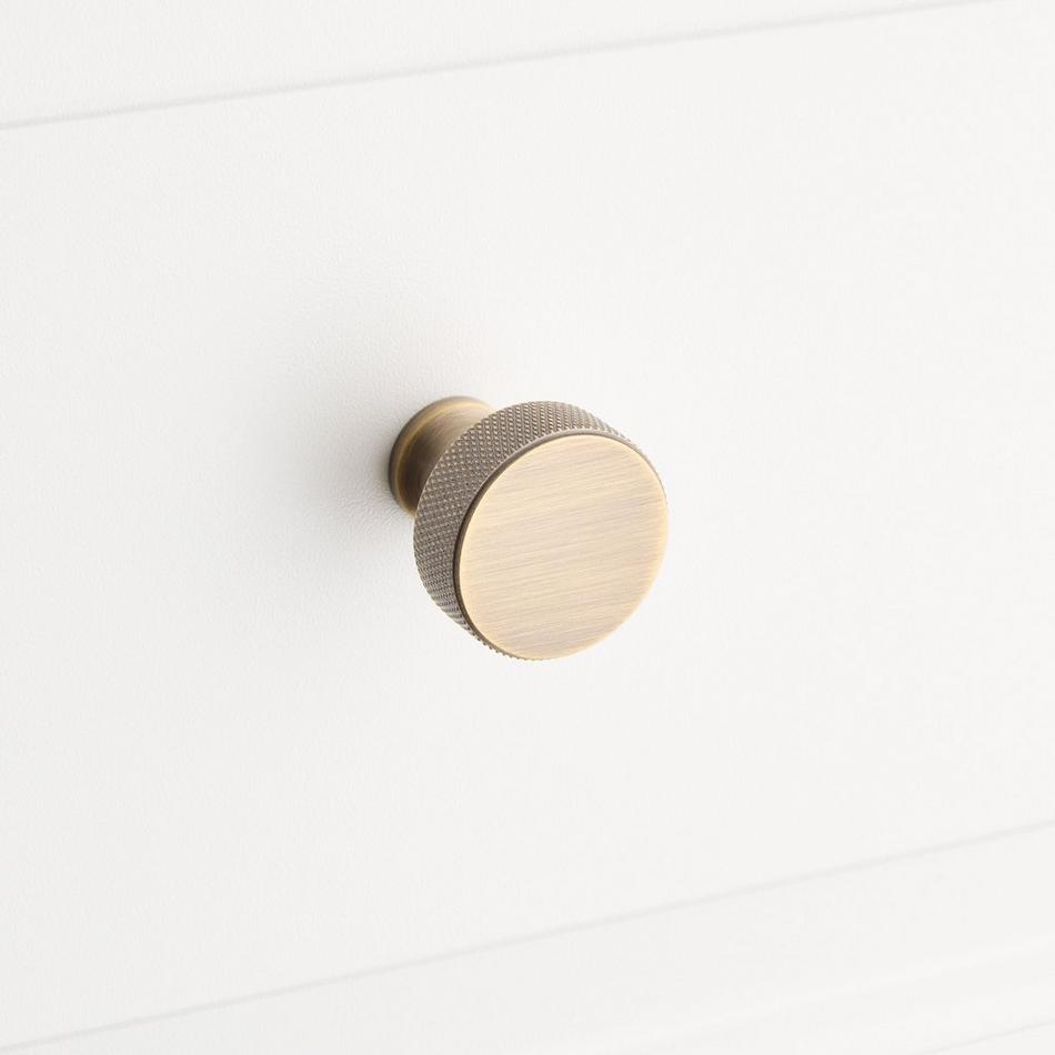 Arles Knurled Brass Cabinet Knob - Antique Brass, , large image number 3