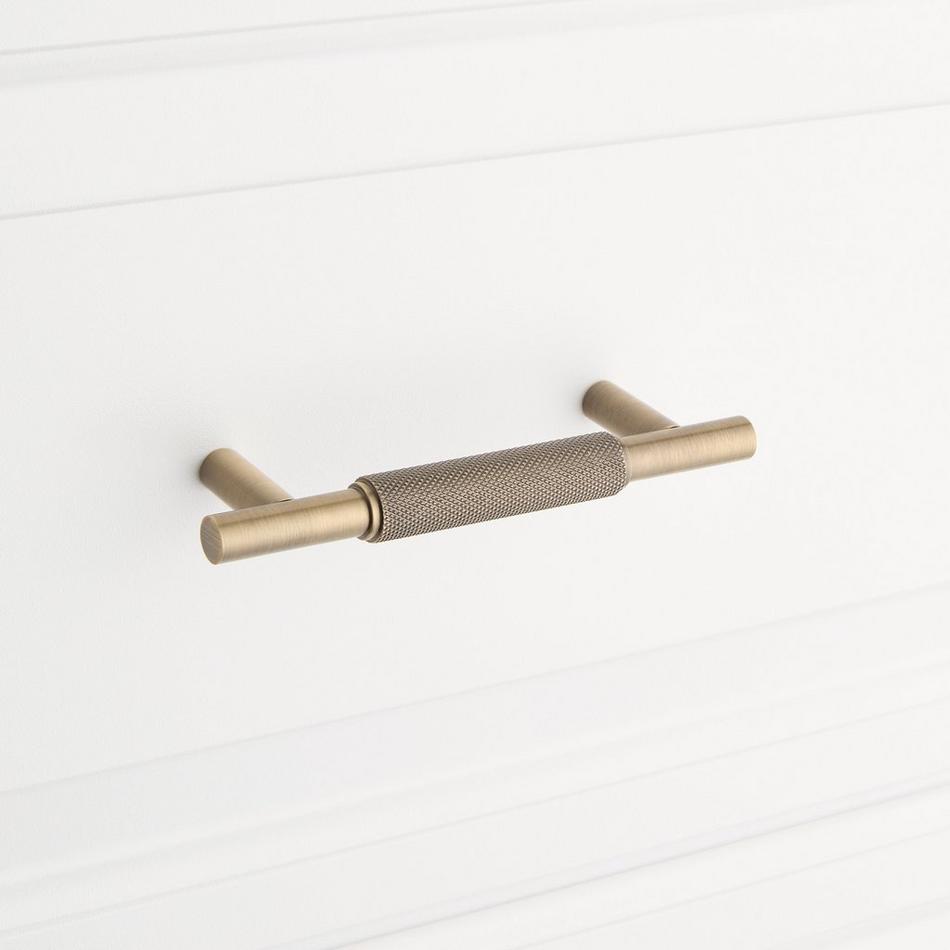 3-3/4" Arles Knurled Brass Cabinet Pull - Antique Brass, , large image number 3