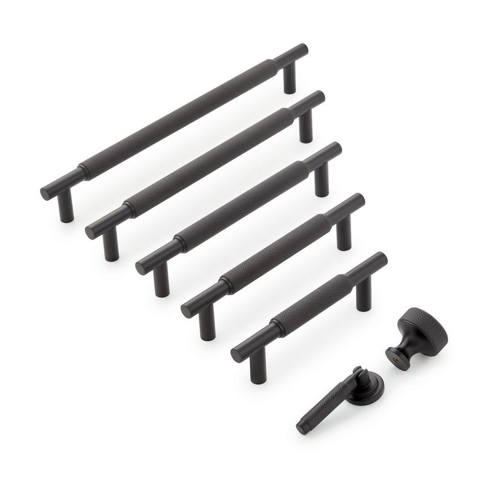 3-3/4" Arles Knurled Brass Cabinet Pull - Matte Black, , large image number 1