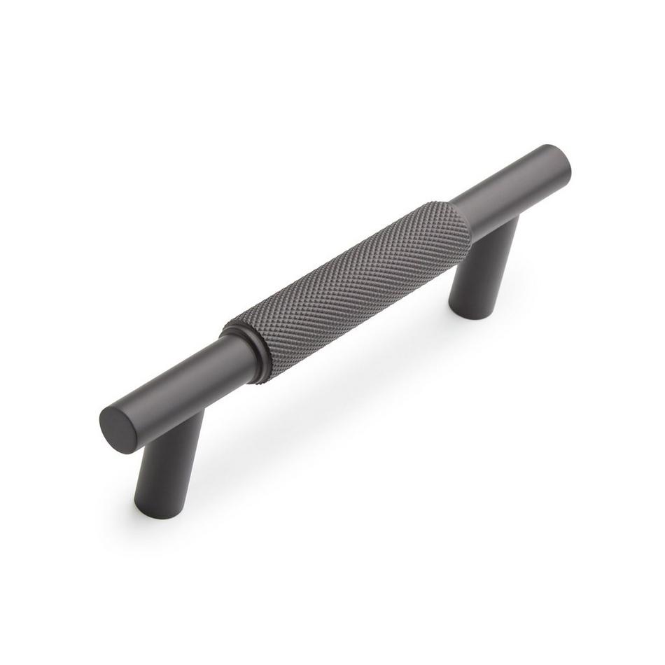 3-3/4" Arles Knurled Brass Cabinet Pull - Matte Black, , large image number 0