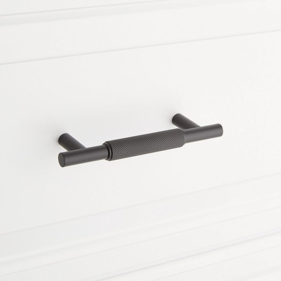 3-3/4" Arles Knurled Brass Cabinet Pull - Matte Black, , large image number 3