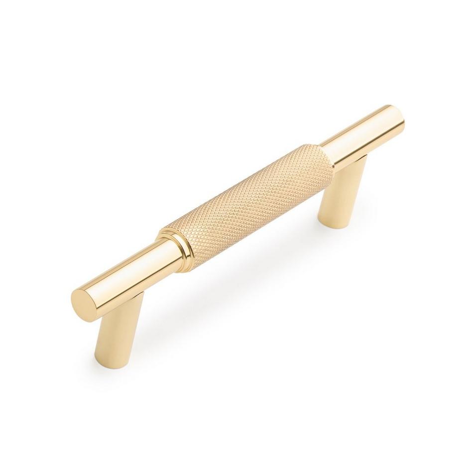 3-3/4" Arles Knurled Brass Cabinet Pulll - Polished Brass, , large image number 0