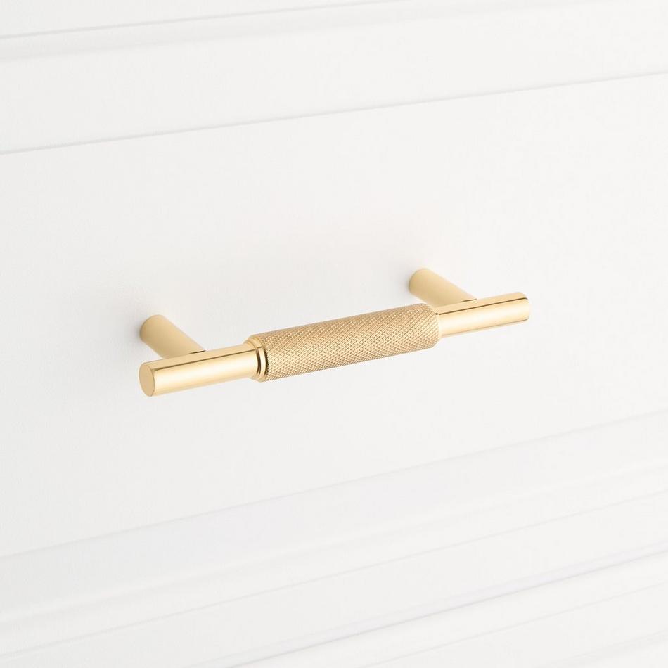 3-3/4" Arles Knurled Brass Cabinet Pulll - Polished Brass, , large image number 3