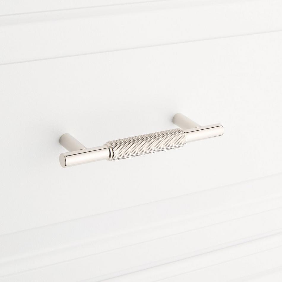 3-3/4"Arles Knurled Brass Cabinet Pull - Polished Nickel, , large image number 3