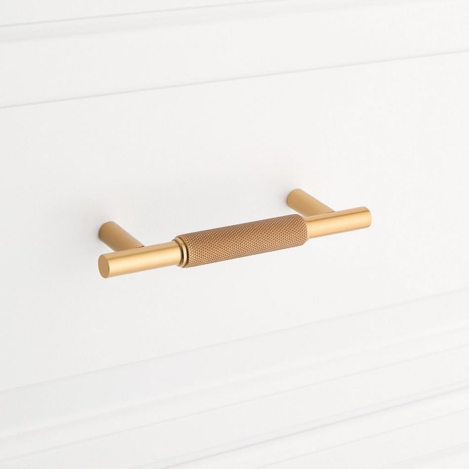 3-3/4" Arles Knurled Brass Cabinet Pull - Vintage Brass, , large image number 3
