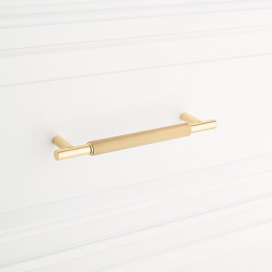5-1/16" Arles Knurled Brass Cabinet Pull - Polished Brass, , large image number 3