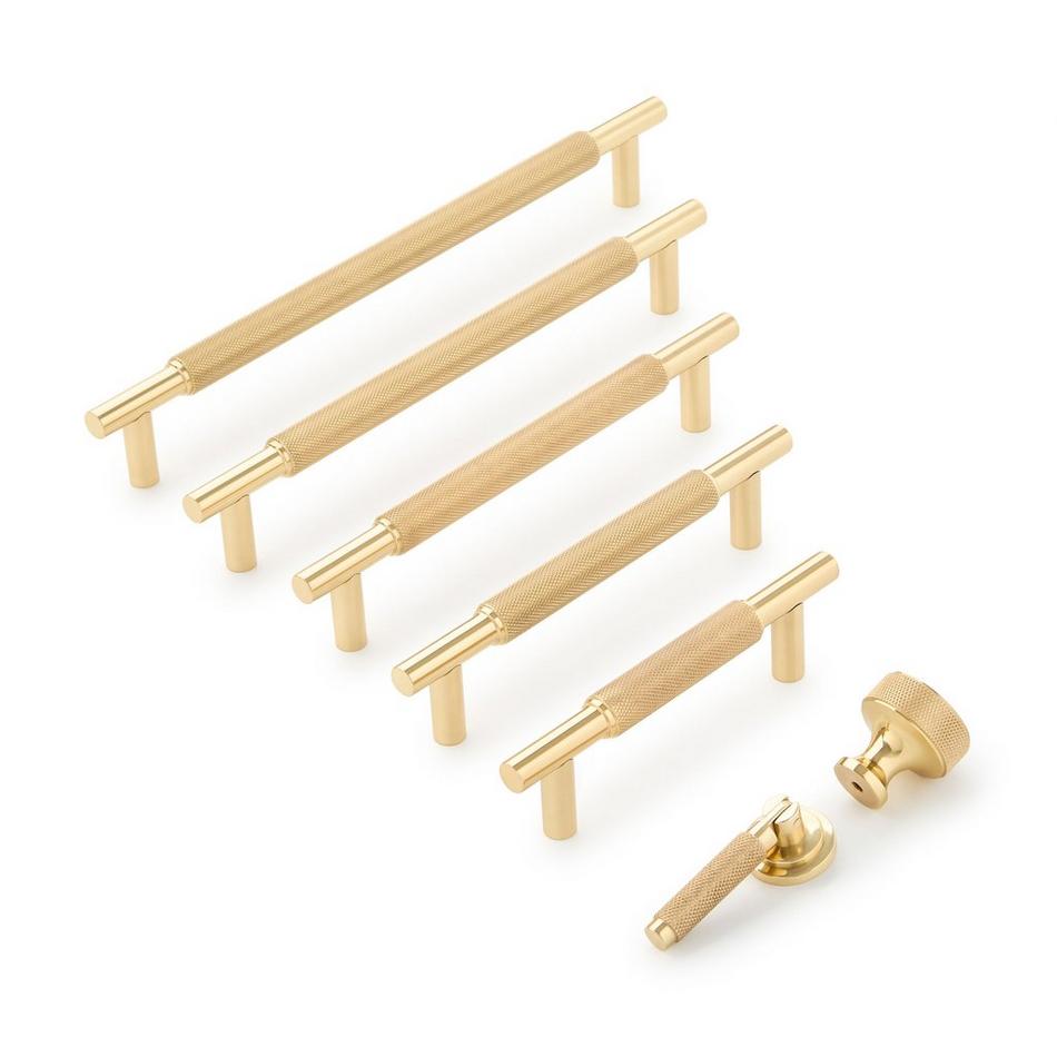 7-9/16" Arles Knurled Brass Cabinet Pull - Polished Brass, , large image number 1