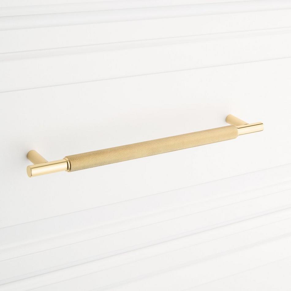 7-9/16" Arles Knurled Brass Cabinet Pull - Polished Brass, , large image number 3