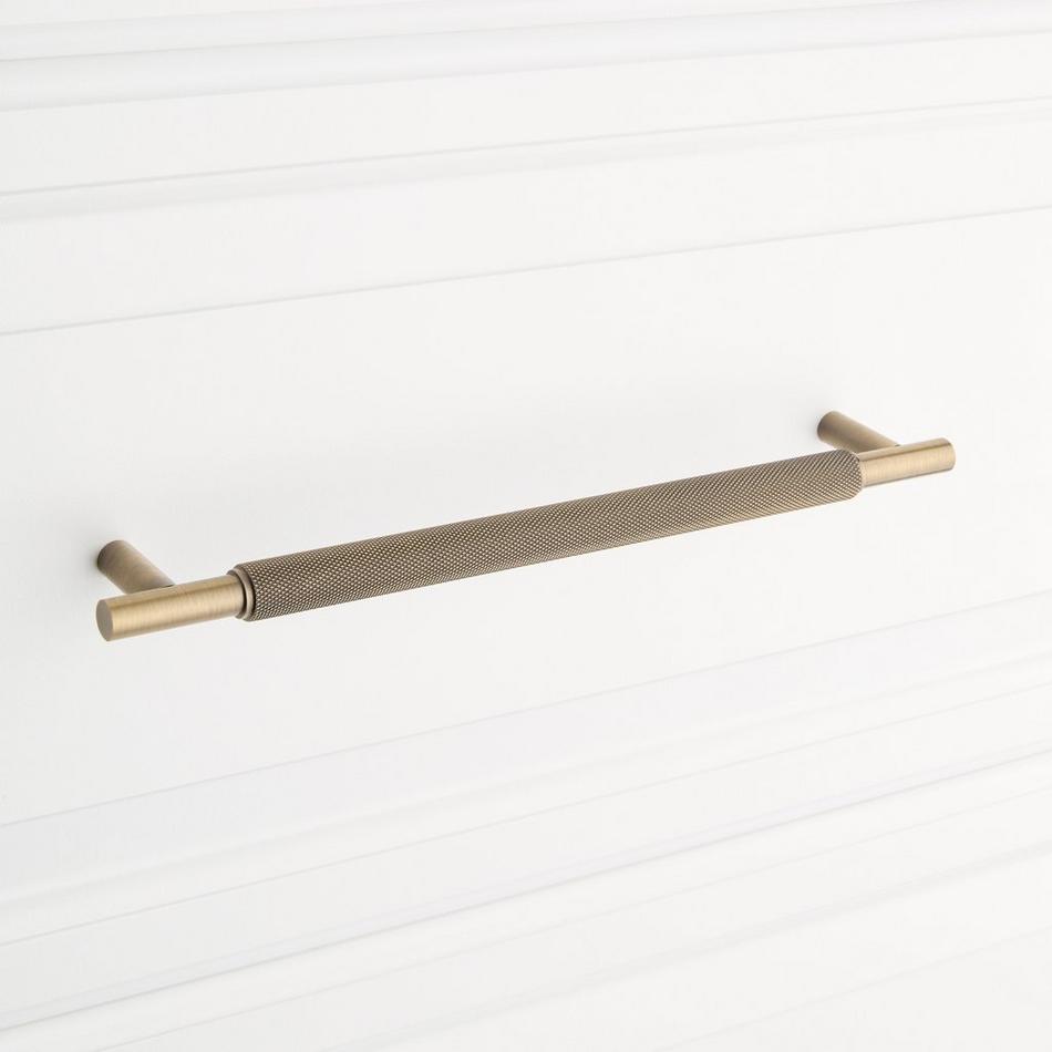 8-13/16" Arles Knurled Brass Cabinet Pull - Antique Brass, , large image number 3