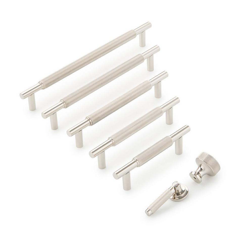 8-13/16" Arles Knurled Brass Cabinet Pull - Polished Nickel, , large image number 1
