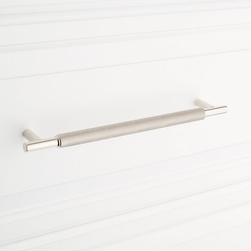8-13/16" Arles Knurled Brass Cabinet Pull - Polished Nickel, , large image number 3