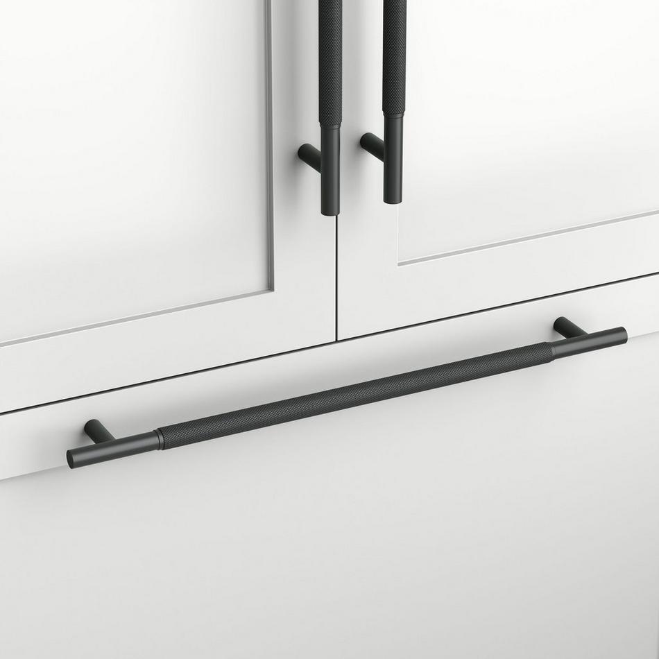 12" Arles Solid Brass Knurled Appliance Pull - Matte Black, , large image number 0