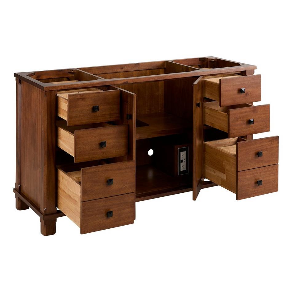 60" Theroux Single Vanity with Outlet - Tawny Brown - Vanity Cabinet Only, , large image number 1