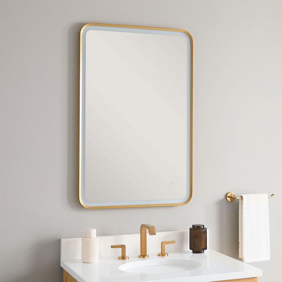 24" Faysel Rectangular Lighted Mirror - Brushed Gold, , large image number 2