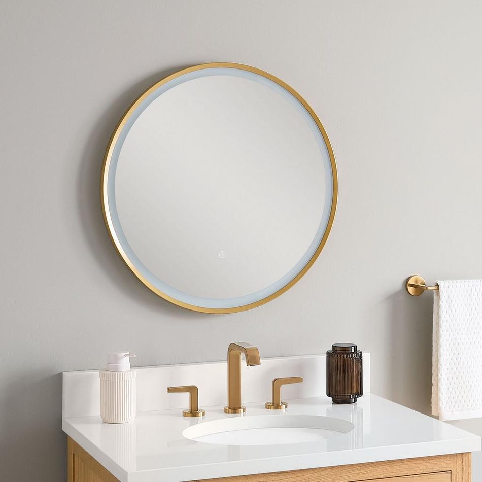 24" Faysel Round Lighted Mirror - Brushed Gold, , large image number 2