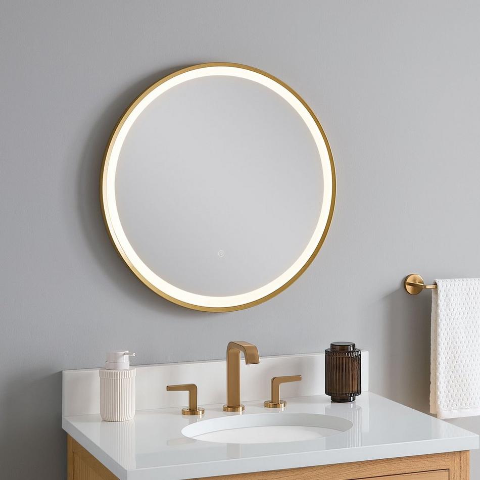 24" Faysel Round Lighted Mirror - Brushed Gold, , large image number 1