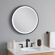 24" Faysel Round Lighted Mirror - Matte Black, , large image number 0