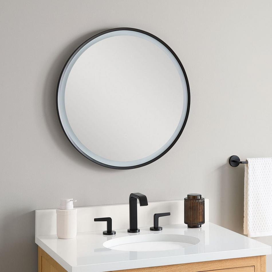 24" Faysel Round Lighted Mirror - Matte Black, , large image number 2
