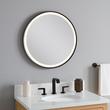 24" Faysel Round Lighted Mirror - Matte Black, , large image number 1
