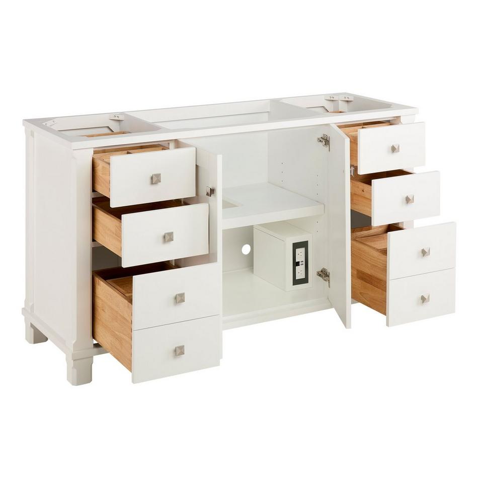 60" Theroux Single Vanity with Outlet - Bright White - Vanity Cabinet Only, , large image number 1