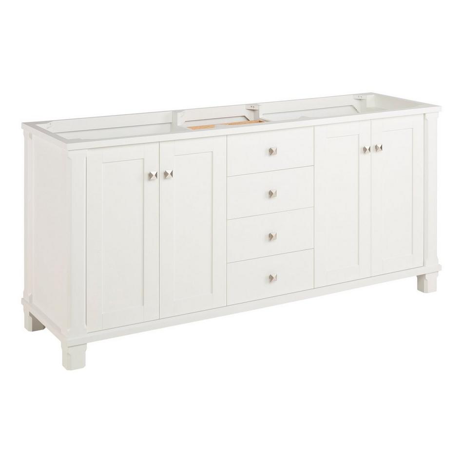 72" Theroux Double Vanity with Undermount Sinks - Outlets - Bright White - Carrara - 3 Hole, , large image number 1