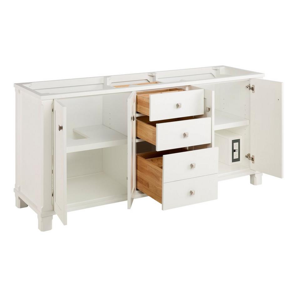 72" Theroux Double Vanity with Undermount Sinks - Outlets - Bright White - Carrara - 3 Hole, , large image number 2