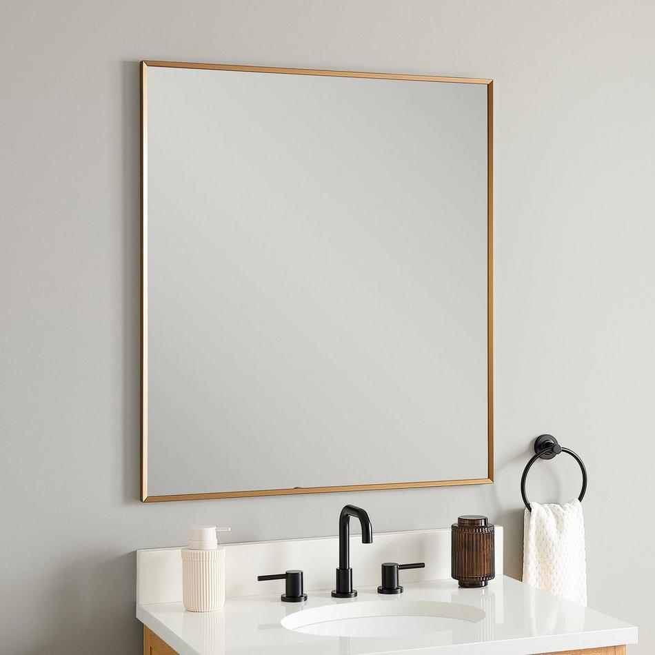 34" Kardon Rectangular Framed Mirror - Brushed Gold, , large image number 0