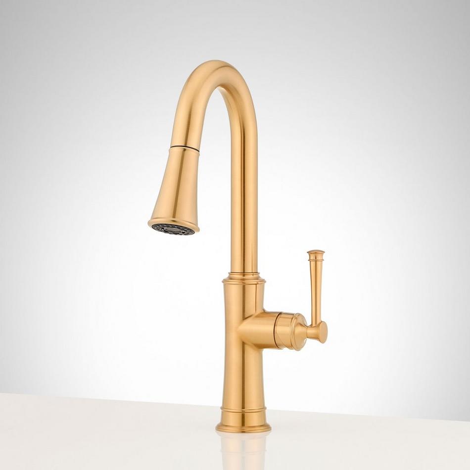 Beasley Single-Hole Pull-Down Bar Faucet - Brushed Gold, , large image number 0