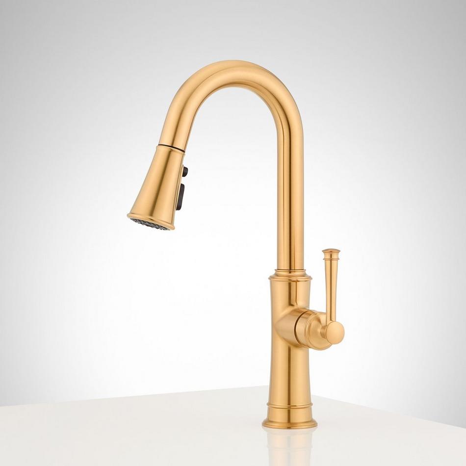 Beasley Single-Hole Pull-Down Bar Faucet - Brushed Gold, , large image number 1