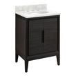 24" Aliso Teak Vanity with Undermount Sink - Charred Timber Black - Carrara - 3 Hole, , large image number 0