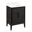24" Aliso Teak Vanity with Undermount Sink - Charred Timber Black - FW Quartz - 3 Hole, , large image number 0