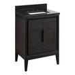 24" Aliso Teak Vanity with Rectangular Undermount Sink - Charred Timber Black - CB Quartz - 3 Hole, , large image number 0