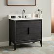36" Aliso Teak Vanity with Undermount Sink - Charred Timber Black - AW Quartz - 3 Hole, , large image number 0