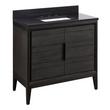 36" Aliso Teak Vanity with Rectangular Undermount Sink - Charred Timber Black - CB Quartz - 3 Hole, , large image number 0