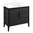 36" Aliso Teak Vanity with Rectangular Undermount Sink - Charred Timber Black - FW Quartz - 1 Hole, , large image number 0