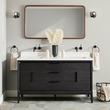 60" Aliso Teak Double Vanity with Rect Undermount Sinks - Charred Timber Black, , large image number 1