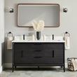 60" Aliso Teak Double Vanity with Rect Undermount Sinks - Charred Timber Black, , large image number 2