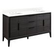 60" Aliso Teak Double Vanity with Rect Undermount Sinks - Charred Timber Black - FW Quartz - 3 Hole, , large image number 0