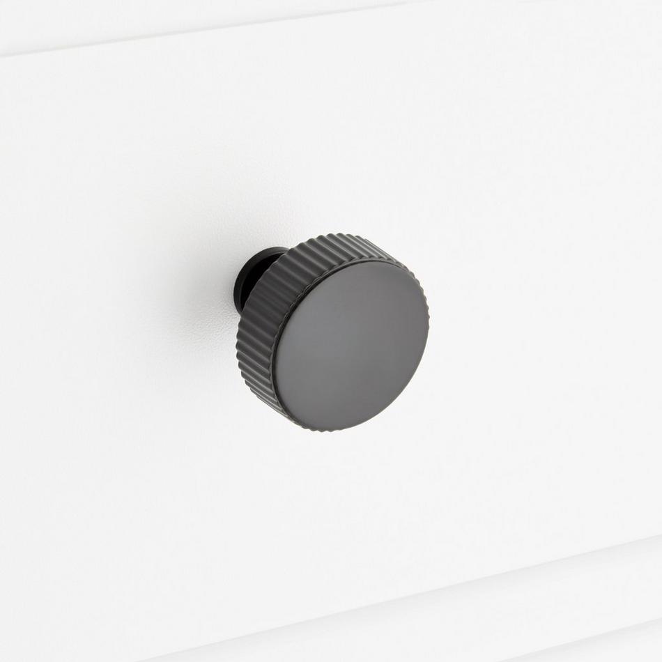 Brixlee Reeded Brass Round Knob - Matte Black, , large image number 3