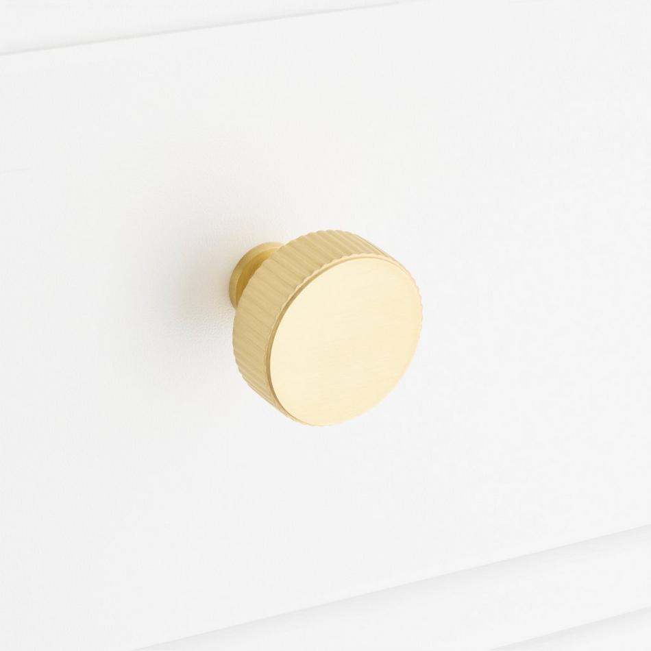 Brixlee Reeded Brass Round Knob - Satin Brass, , large image number 3